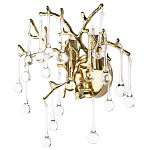 Бра в форме ветвей деревьев золотого цвета с прозрачными подвесками-каплями Droplet Bra варинант исполнения - 1 | Loft Concept в Рязани