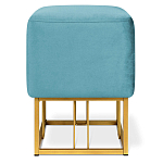 Пуф квадратный голубой велюр на золотом металлическом основании Celeste Blue варинант исполнения - 2 | Loft Concept в Рязани