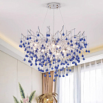 Люстра с синими стеклянными подвесками в форме капель FAIRYTREE Light варинант исполнения - 2 | Loft Concept в Рязани