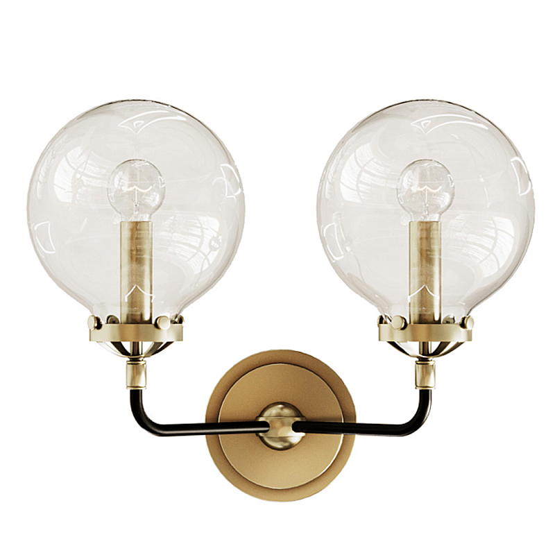 Бра Бистро Globe Clear Glass Double Sconce Brass  в Рязани | Loft Concept 