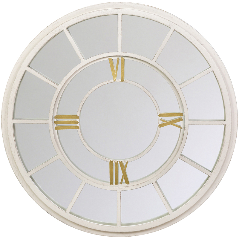 Зеркало настенное в белой металлической раме в виде часов Mirror Tower Clock Белый Зеркало Зеркало настенное в белой металлической раме в виде часов Mirror Tower Clock Белый Зеркало в Рязани | Loft Concept