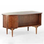 Дизайнерский письменный стол округлой формы с 4-мя ящиками и дверкой с полочками Rili варинант исполнения - 1 | Loft Concept в Рязани