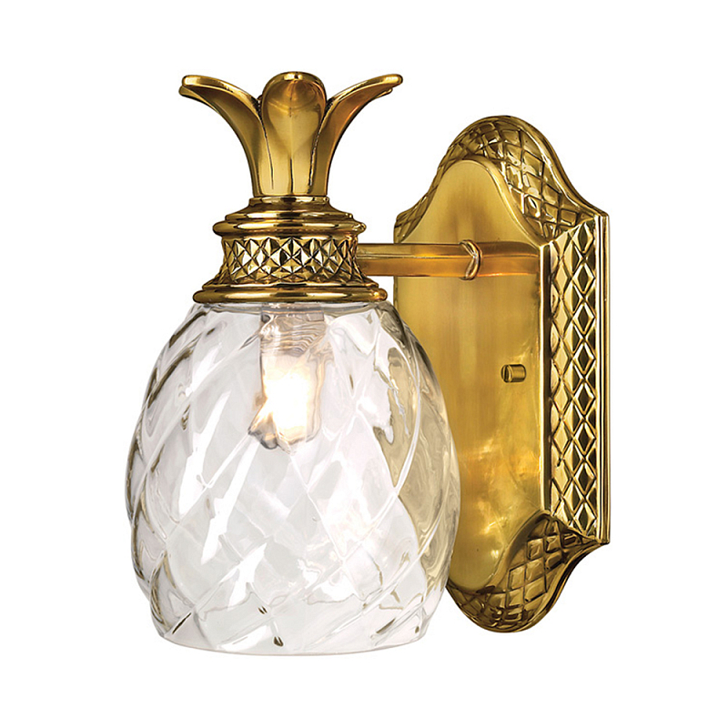 Бра для ванных комнат с прозрачным стеклянным плафоном в форме ананаса и декоративным основанием с рельефным узором Hinkley Бронза Латунь Прозрачное Стекло в Рязани | Loft Concept 