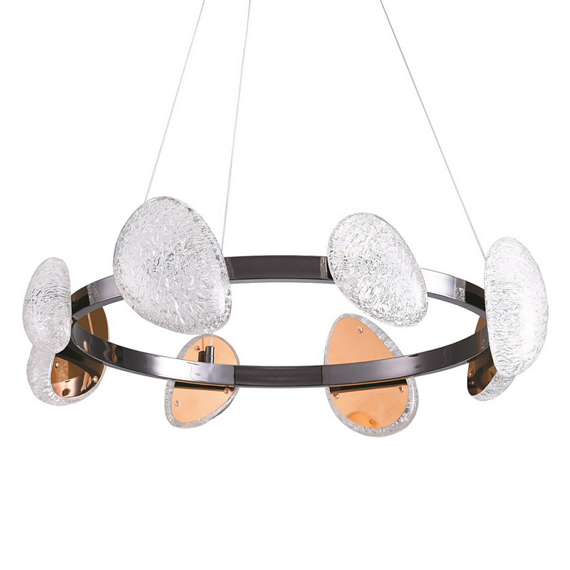 Люстра подвесная круглая с овальными плафонами Iona chandelier Черный Прозрачный Люстра подвесная круглая с овальными плафонами Iona chandelier Черный Прозрачный в Рязани | Loft Concept