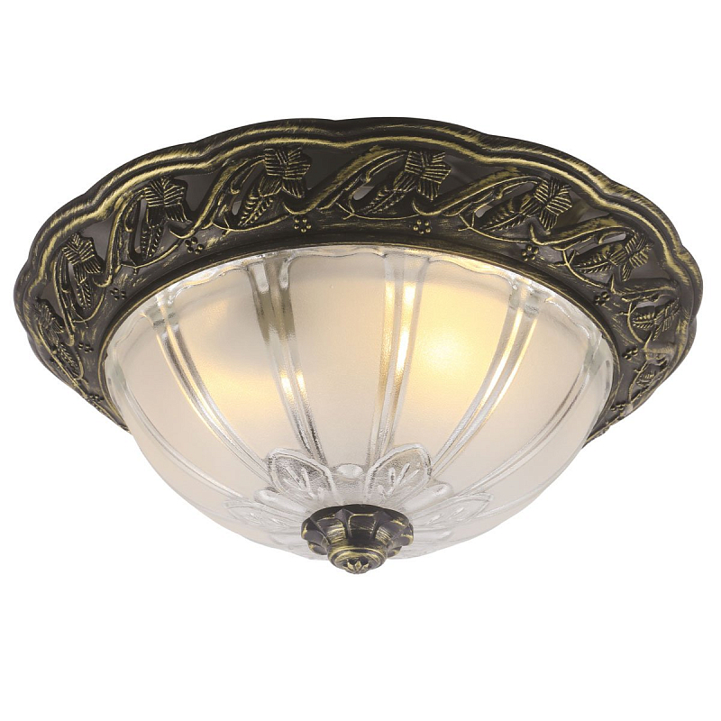 Потолочный светильник Flush Mount Ceiling Light bronze corrugated glass Античная Бронза Потолочный светильник Flush Mount Ceiling Light bronze corrugated glass Античная Бронза в Рязани | Loft Concept