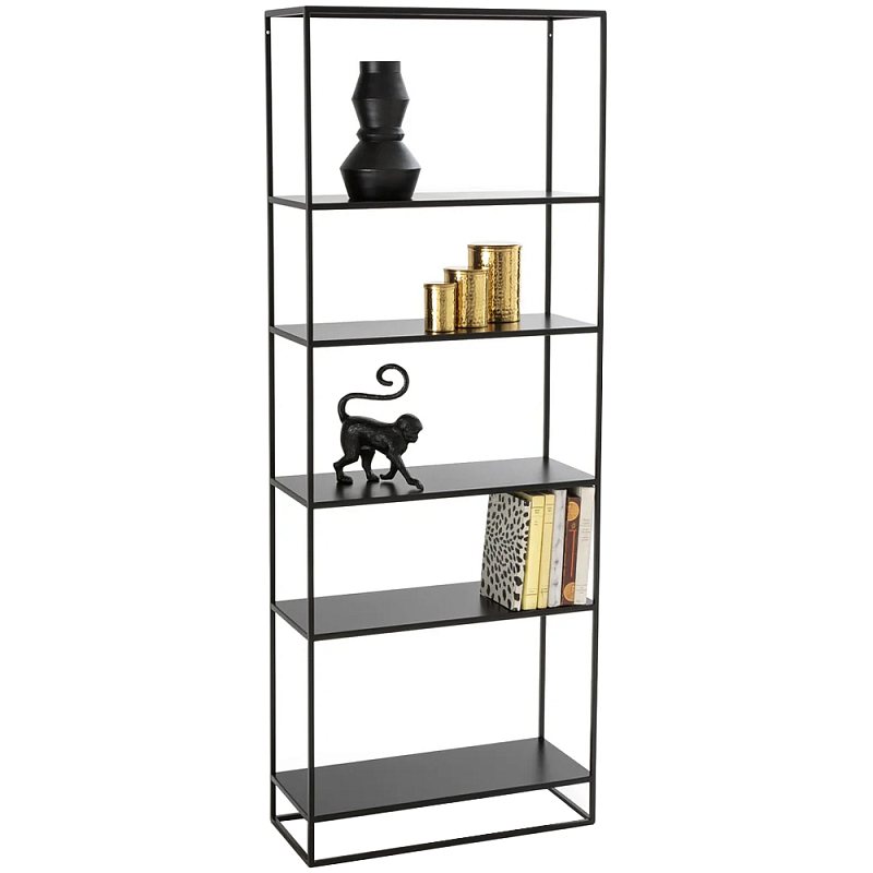 Металлический стеллаж Menzie Black Wide Metal Rack Черный Металлический стеллаж Menzie Black Wide Metal Rack Черный в Рязани | Loft Concept