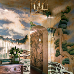 Обои ручная роспись Bamboo River Blossom Original colourway on Deep Rich Gold gilded paper with pearlescent antiquing варинант исполнения - 1 | Loft Concept в Рязани