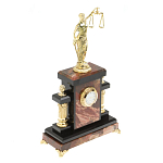 Часы настольные бронзовые из натурального камня Яшма с декором в виде Фемиды Themis Stone Clock варинант исполнения - 2 | Loft Concept в Рязани