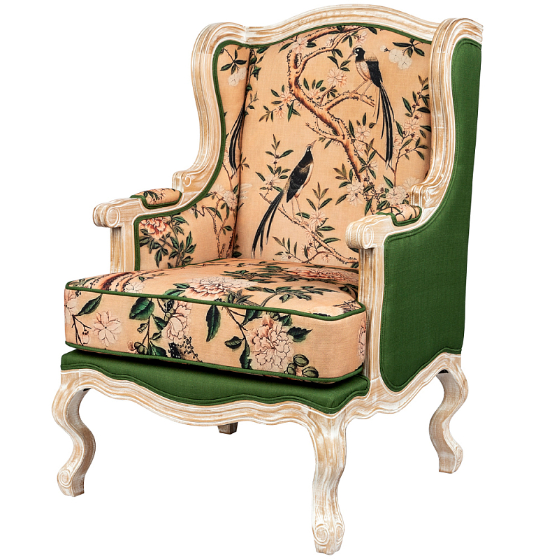 Кресло Beige and Green Chinoiserie Armchair Бежевый Зеленый Кресло Beige and Green Chinoiserie Armchair Бежевый Зеленый в Рязани | Loft Concept