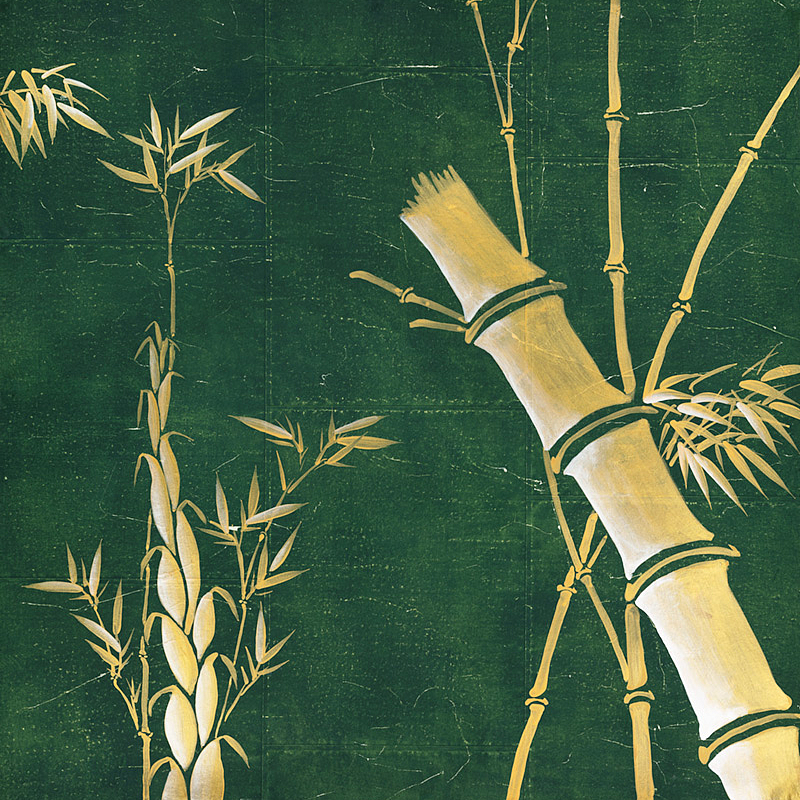 Обои ручная роспись Bamboo Golden on Edo Green India tea paper Обои ручная роспись Bamboo Golden on Edo Green India tea paper в Рязани | Loft Concept