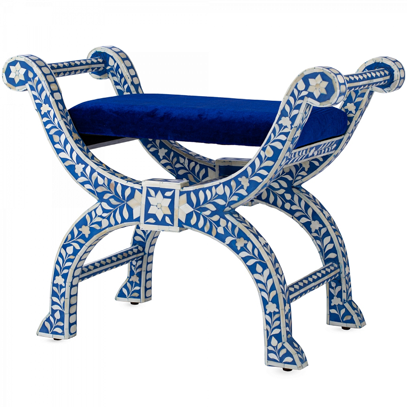 Табурет отделка кость голубой BONE INLAY Jenny Stool Синий ivory ( слоновая кость ) Табурет отделка кость голубой BONE INLAY Jenny Stool Синий ivory ( слоновая кость ) в Рязани | Loft Concept