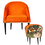 Кресло из натурального бука оранжевое с цветным принтом Impressionism in Art варинант исполнения - 2 | Loft Concept в Рязани