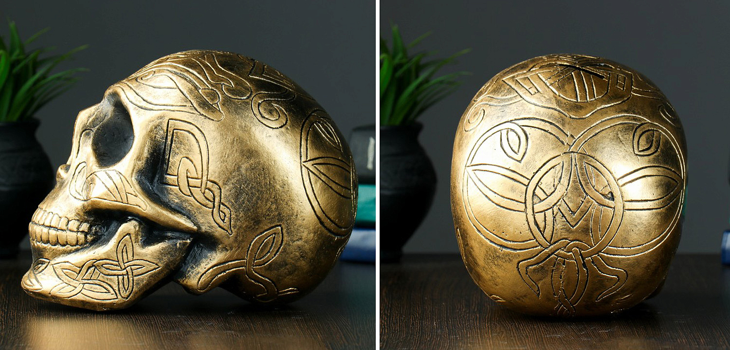 Статуэтка Golden Skull with Pattern Статуэтка Golden Skull with Pattern - Loft-Concept в Рязани