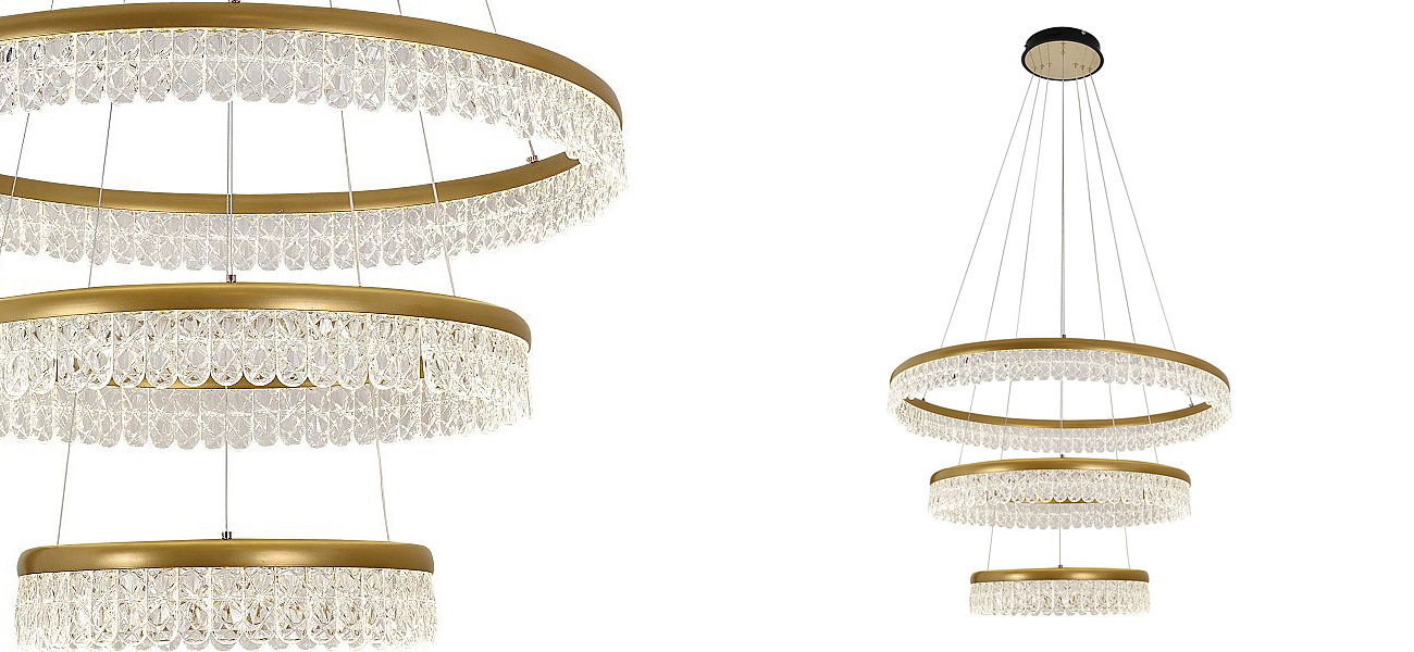 Светодиодная люстра из 3-х колец Pettico Gold Светодиодная люстра из 3-х колец Pettico Gold - Loft-Concept в Рязани