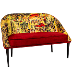 Диван двухместный из натурального бука красный с цветным принтом Impressionism in Art варинант исполнения - 3 | Loft Concept в Рязани