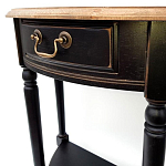 Консоль полукруглая из массива березы с ящиком и полкой в стиле прованс Vintage варинант исполнения - 3 | Loft Concept в Рязани