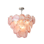 Люстра с каскадом из круглых розовых стеклянных дисков Pink Light Waterfall варинант исполнения - 3 | Loft Concept в Рязани