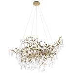 Подвесная люстра в виде ветвей деревьев золотого цвета с прозрачными подвесками-каплями 10 и 14 ламп Droplet Chandelier варинант исполнения - 3 | Loft Concept в Рязани