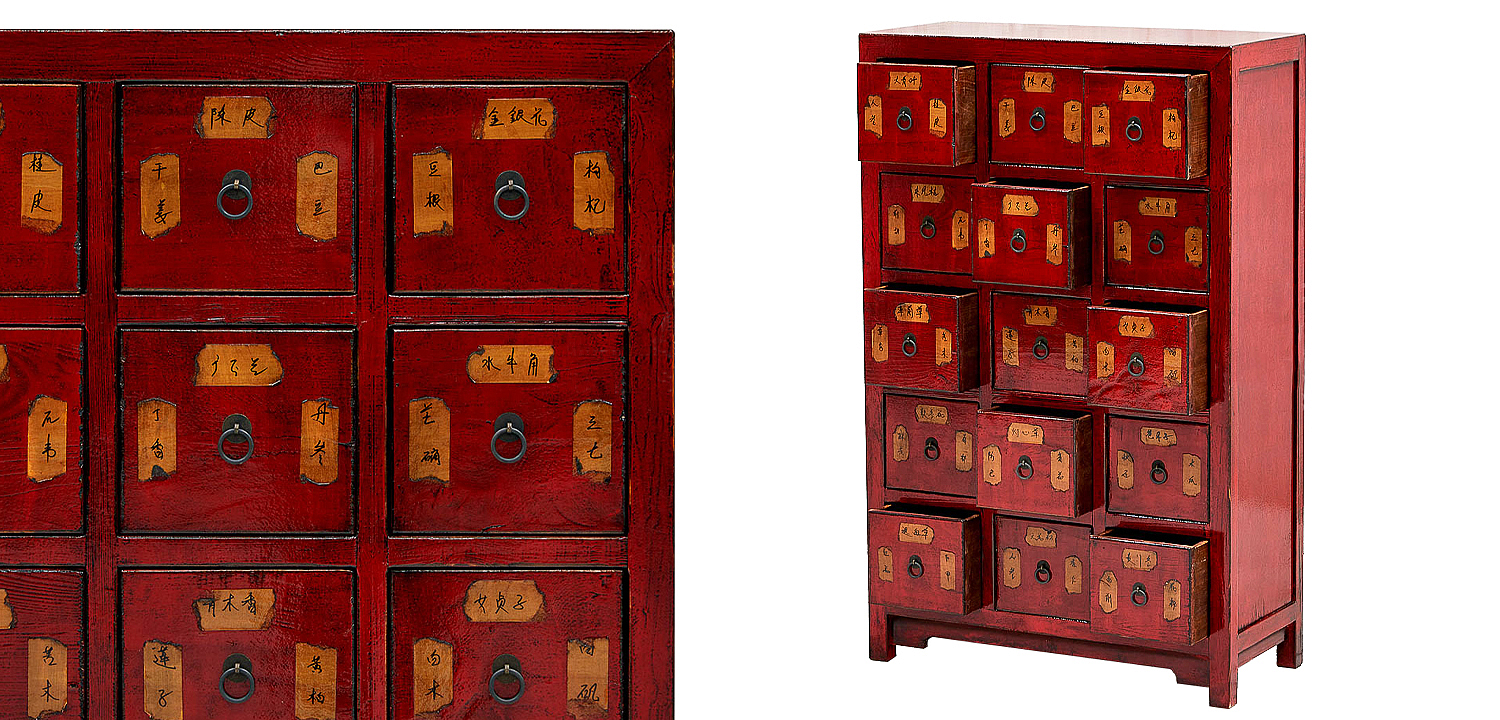 Комод в китайском стиле с маленькими выдвижными ящиками Red Chest of Drawers Red Комод в китайском стиле с маленькими выдвижными ящиками Red Chest of Drawers Red - Loft-Concept в Рязани