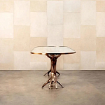 Обеденный стол с фигурным декором бронзового цвета Dichotomy racetrack варинант исполнения - 4 | Loft Concept в Рязани