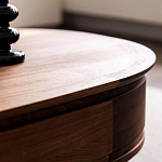 Кофейный стол овальный из дерева с 2-мя ящиками Coffee Walnut Table варинант исполнения - 9 | Loft Concept в Рязани