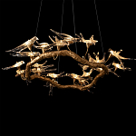 Люстра подвесная с прозрачными стеклянными птичками на ветвях Диаметр 100 см Serip Voa варинант исполнения - 9 | Loft Concept в Рязани