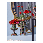 Ваза из фарфора черная с цветочной росписью и бронзовой стрекозой Spring Garden варинант исполнения - 4 | Loft Concept в Рязани