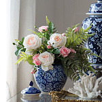 Ваза округлой формы с синей росписью и цветочным узором Blue & White Ornament варинант исполнения - 3 | Loft Concept в Рязани