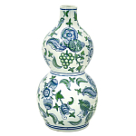 Ваза фигурная с сине-зелеными узорами распустившихся цветов Blossoming Spring варинант исполнения - 1 | Loft Concept в Рязани