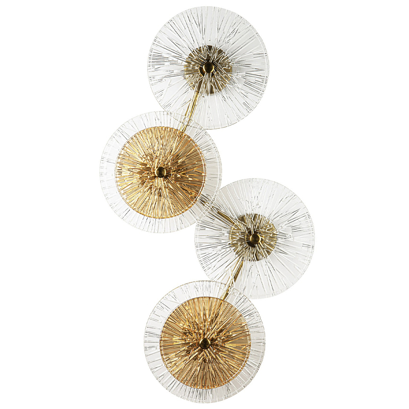 Бра с 4-мя плафонами в форме диска из рельефного коричневого стекла Decorative Four Glass Discs Wall Lamp Латунь Прозрачное Стекло Бра с 4-мя плафонами в форме диска из рельефного коричневого стекла Decorative Four Glass Discs Wall Lamp Латунь Прозрачное Стекло в Рязани | Loft Concept