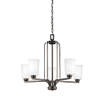 Люстра бронзового цвета с 5-ю матовыми стеклянными плафонами Generation Lighting варинант исполнения - 1 | Loft Concept в Рязани