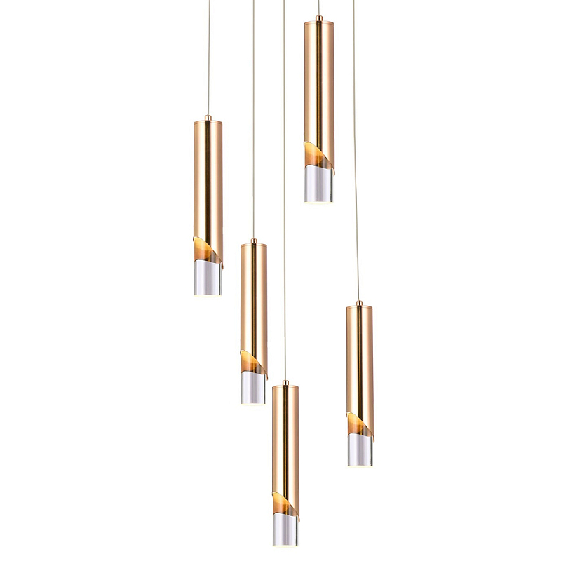 Подвесной светильник Metal Acrylic Tube Five Gold Hanging Lamp Прозрачный Золотой Подвесной светильник Metal Acrylic Tube Five Gold Hanging Lamp Прозрачный Золотой в Рязани | Loft Concept