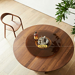 Стол обеденный круглый с двойной столешницей Walnut Wood Table варинант исполнения - 5 | Loft Concept в Рязани