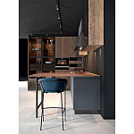 Комбинированный кухонный гарнитур сине-серого цвета с фасадом под дерево Benjamin Kitchen Set варинант исполнения - 5 | Loft Concept в Рязани