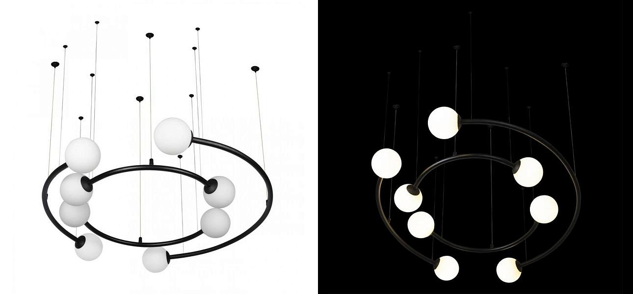 Дизайнерская Модульная Люстра PLANETARY two rings Black 80 см Дизайнерская Модульная Люстра PLANETARY two rings Black 80 см - Loft-Concept в Рязани