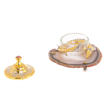 Икорница с декором "Осетр" с гравировкой на подставке из натурального камня Агат Decorative Cavair Dishes варинант исполнения - 3 | Loft Concept в Рязани