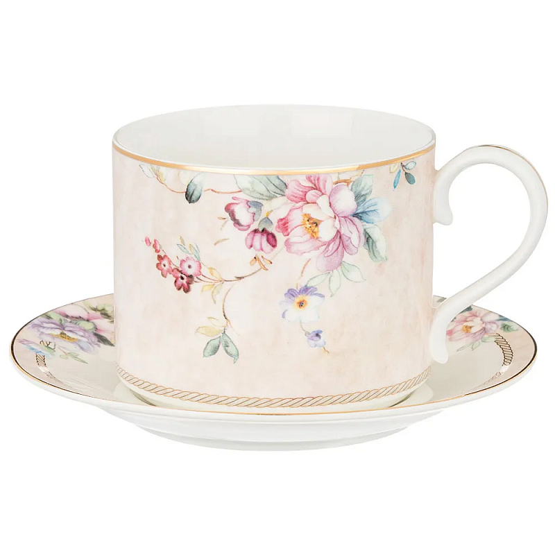 Чайная пара из фарфора с цветочным принтом 300мл Flower Porcelain Collection Розовый Мульти Чайная пара из фарфора с цветочным принтом 300мл Flower Porcelain Collection Розовый Мульти в Рязани | Loft Concept