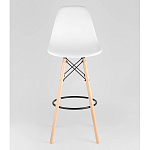 Пластиковый барный стул на ножках из массива бука Eames White варинант исполнения - 5 | Loft Concept в Рязани