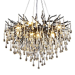 Люстра черная с прозрачными стеклянными подвесками в форме капель FAIRYTREE Light варинант исполнения - 3 | Loft Concept в Рязани