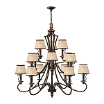 Люстра бронзового цвета с бежевыми абажурами из органзы в классическом стиле Hinkley варинант исполнения - 2 | Loft Concept в Рязани