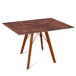 Стол обеденный с коричневой прямоугольной столешницей из керамики на четырех деревянных ножках Brown Ceramics варинант исполнения - 1 | Loft Concept в Рязани