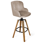 Барный стул со спинкой и подлокотниками на 4-х коричневых ножках Бежевый Велюр Ava Charm варинант исполнения - 1 | Loft Concept в Рязани