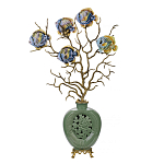 Ваза зеленая с бронзовыми ветвями и фарфоровыми рыбками Eden Garden варинант исполнения - 1 | Loft Concept в Рязани