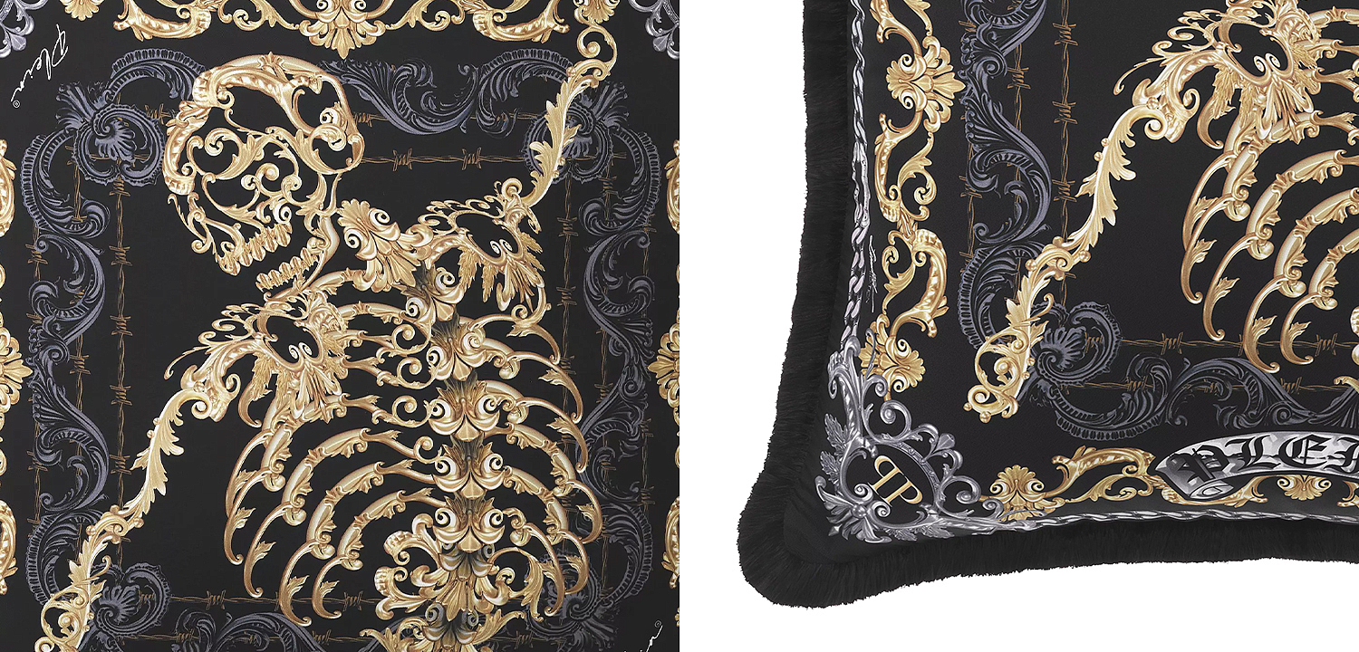 Подушка Philipp Plein Cushion Silk Skeleton 50 x 50 cm Подушка Philipp Plein Cushion Silk Skeleton 50 x 50 cm - Loft-Concept в Рязани