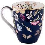 Кружка синяя из фарфора с рисунком цветов 400 мл Garden Whisper Porcelain Set  варинант исполнения - 1 | Loft Concept в Рязани