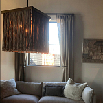 Люстра квадратная с бахромой и подвесом из деревянных бусин Psyche варинант исполнения - 3 | Loft Concept в Рязани