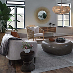 Круглая люстра волнистой формы с декором из круглых деревянных бусин White Wooden Beads Chandelier варинант исполнения - 2 | Loft Concept в Рязани