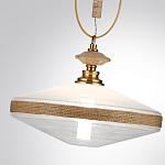 Подвесной светильник с плоским прозрачным плафоном и декоративной вставкой из текстурного камня Tectona  варинант исполнения - 6 | Loft Concept в Рязани