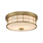 Потолочный светильник для ванных комнат цвета латунь в виде металлической клетки с геометрическими узорами Quoizel варинант исполнения - 1 | Loft Concept в Рязани