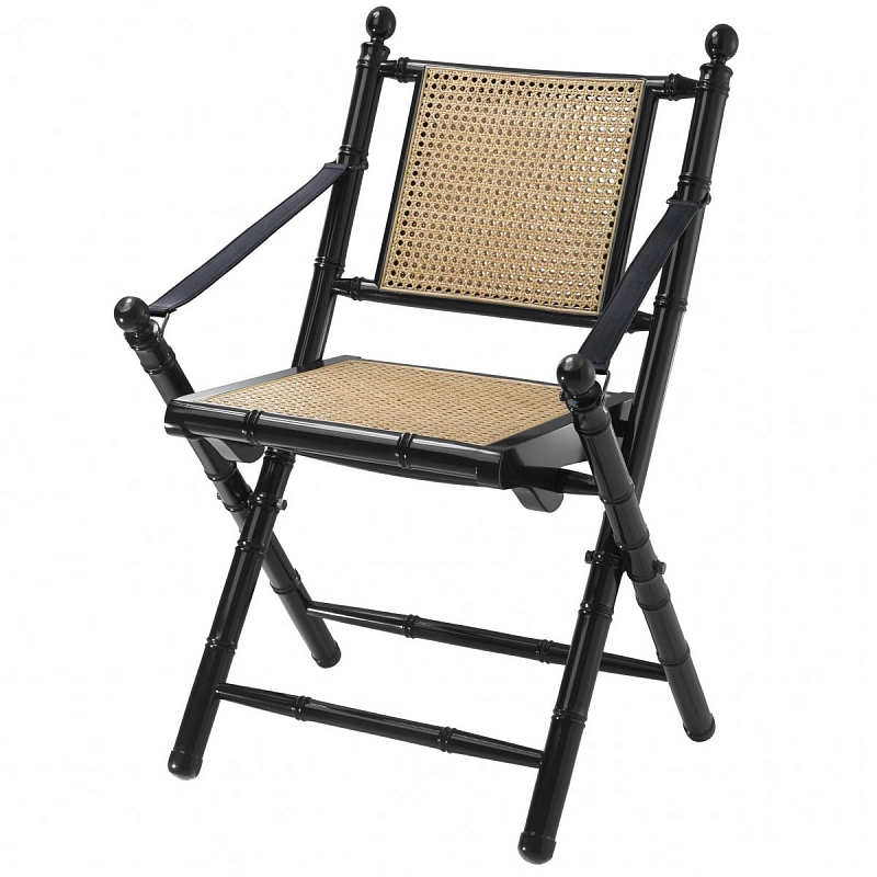 Стул Eichholtz Folding Chair Bolsena Black Черный Бежевый Стул Eichholtz Folding Chair Bolsena Black Черный Бежевый в Рязани | Loft Concept